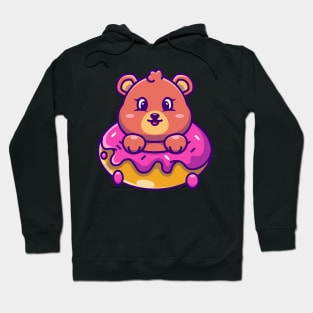 Cute baby bear with doughnut cartoon Hoodie